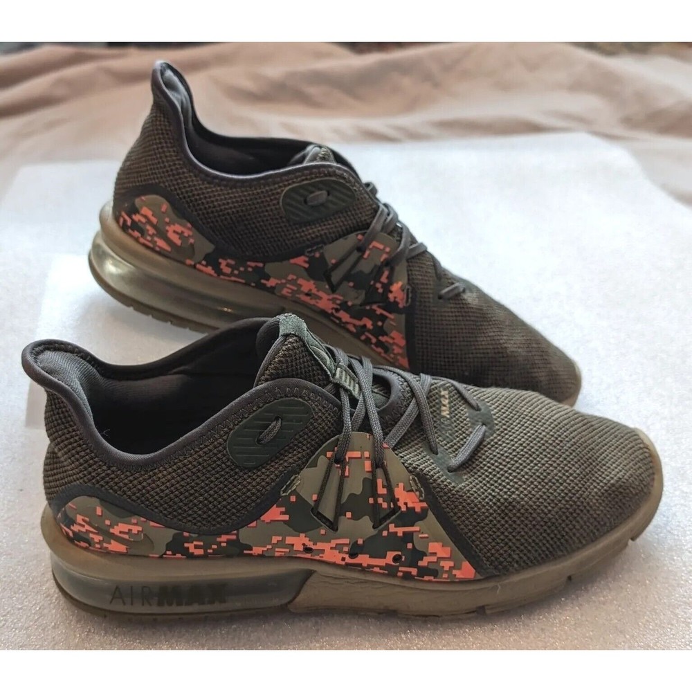 Size 9 Nike Air Max Sequent 3 Digi Camo Men's Shoes Neutral Olive (AJ0004-201)